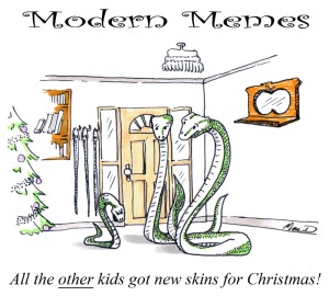 a christmas theme cartoon about snakes using the indian ink cartoon style